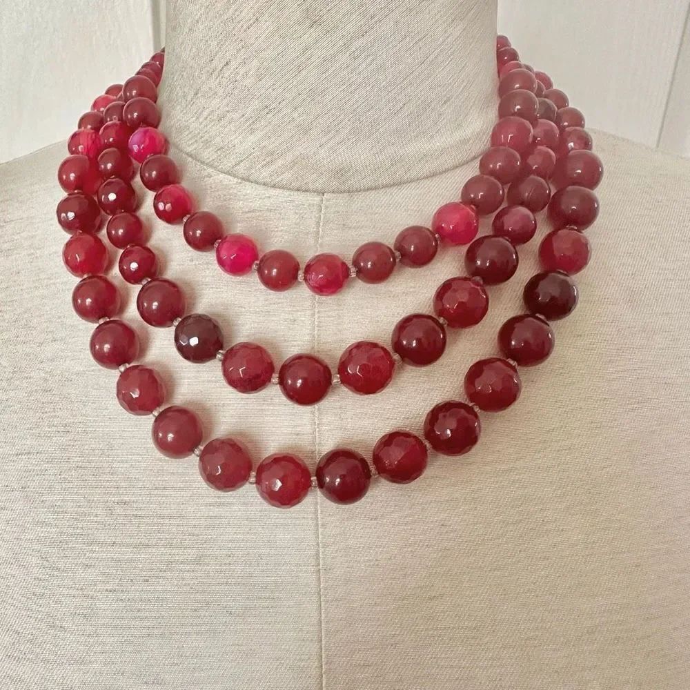 Pink multi strand beaded necklace
